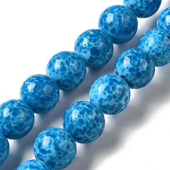 Normal Lampwork Beads, Round with Fleck, Dodger Blue, 11.5~12x11~11.5mm, Hole: 2mm