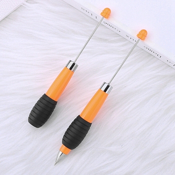 Plastic Retractable Ball-Point Pen, Beadable Pen, for DIY Personalized Pen with Jewelry Bead, Light Salmon, 147~175x20mm