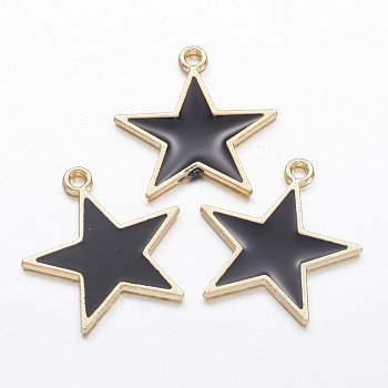 Alloy Enamel Pendants, Star, Golden, 20.5x19.5x1.5mm, Hole: 1.5mm
