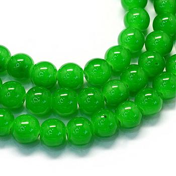 Baking Painted Imitation Jade Glass Round Bead Strands, Green, 10~10.5mm, Hole: 1.5mm, about 80~85pcs/strand, 31.4 inch