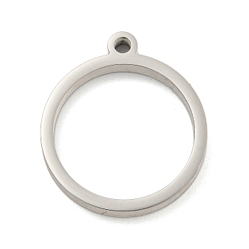 Non-Tarnish 304 Stainless Steel Laser Cut Pendants, Ring Charm, Stainless Steel Color, 22.5x20x3mm, Hole: 2mm