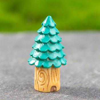 Resin Miniature Trees, for Micro Landscape, Dollhouse Decor, Dark Cyan, 16x25mm