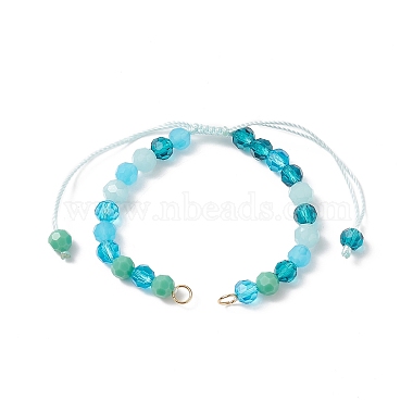 Gradient Color Faceted Glass Beaded Braided Bracelets(AJEW-JB01148)-2