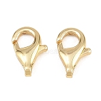 Brass Lobster Claw Casps, Rack Plating, Long-Lasting Plated, Cadmium Free & Lead Free, Real 18K Gold Plated, 9.5x5.5x2.5mm, Hole: 1mm(KK-H292-35G-01)