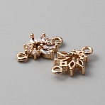 Brass Crystal Rhinestone Connector Charms, Flower Links, Light Gold, 15~15.5x11x2.7mm, Hole: 1.4~1.5mm(KK-WH0044-97)