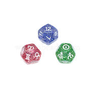Resin Polyhedral Dice Sets, for Playing Tabletop Games, Polygon with 12 Constellations, Mixed Color, 20mm, 3pcs/set(ZODI-PW0001-103D)