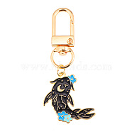 Punk Style Alloy Enamel Pendant Keychain, for Bag Car Pendant, Golden, Fish, 6~7cm(PW-WG79069-11)