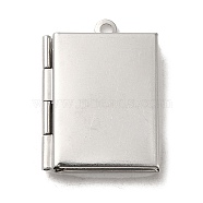 304 Stainless Steel Locket Pendants, Photo Frame Charms for Necklaces, Stainless Steel Color, Rectangle, 26x19x4.5mm, Hole: 1.8mm, Inner Diameter: 15x10mm(STAS-Q300-01E-P)