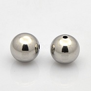 Round 201 Stainless Steel Beads, Stainless Steel Color, 10mm, Hole: 2mm(STAS-N020-02-10mm)