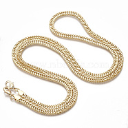 Bag Strap Chains, Brass Coated Iron Chains, with Lobster Claw Clasps, Light Gold, 123x0.7x0.3cm(MAK-T006-09)