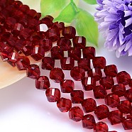 Faceted Polyhedron Imitation Austrian Crystal Bead Strands, Grade AAA, Dark Red, 10mm, Hole: 0.9~1mm, about 40pcs/strand, 15.7 inch(G-M183-10mm-05A)