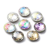 Glass Rhinestone Cabochons, Flat Back & Back Plated, Faceted, Half Round, Mixed Color, 10mm(RGLA-P035-04A-M)
