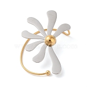 304 Stainless Steel Cuff Earrings for Women, Flower, Real 18K Gold Plated, 62x40x6mm(EJEW-E313-06GP)