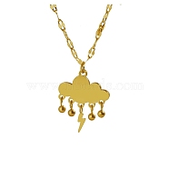 Stainless Steel Pendant Necklaces, Cloud, Real 18K Gold Plated, 16.54 inch(42cm)(OF5364-1)
