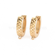 304 Stainless Steel Huggie Hoop Earring Findings, with Vertical Loop, Real 14K Gold Plated, 14.5x13.5x3mm, Hole: 1mm, Pin: 1mm(X-STAS-S116-262G)