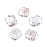 Natural Baroque Keshi Pearl Beads, Freshwater Pearl Beads, No Hole, Rectangle, Seashell Color, 17~18.5x13.5~14x5~6mm(PEAR-N020-K04)