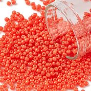 12/0 Grade A Baking Paint Glass Seed Spacer Beads, Dark Orange, 2x1.5mm, Hole: 0.7mm, about 2840pcs/50g(X-SEED-Q009-FJX19)