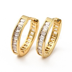 Clear Cubic Zirconia Hinged Hoop Earrings, Rack Plating Brass Jewelry for Women, Real 18K Gold Plated, 14x15x3mm, Pin: 0.8mm(EJEW-F288-09G)