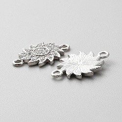 Alloy Crystal Rhinestone Connector Charms, Sun Links, Platinum, 15x21x2mm, Hole: 1.8mm(FIND-WH0416-76)