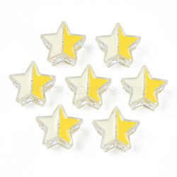 Transparent Acrylic Beads, with Enamel, Star, Gold, 19x20x9mm, Hole: 3mm(TACR-S135-054F)
