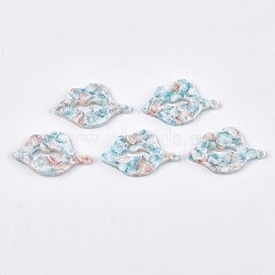 Cellulose Acetate(Resin) Pendants, Lip, Pale Turquoise, 31.5x19x2.5mm, Hole: 1.5mm(X-KY-T008-22A)