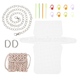 WADORN Purse Making Kits, including Plastic Mesh Canvas Sheet, Stitch Marker, Yarn Needle, Iron Curb Chain Bag Strap with Swivel Clasps & D Rings, Mixed Color, 20~1190x5~457x1~3.5mm(FIND-WR0011-28B)