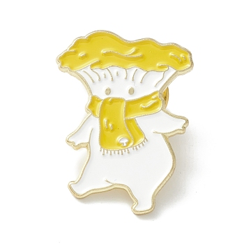 Mushroom Enamel Pin, Cartoon Alloy Brooch for Backpack Clothes, Light Gold, Yellow, 28x23x2mm