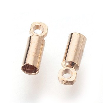 Brass Cord Ends, End Caps, Light Gold, 6x2mm, Hole: 0.8mm, Inner Diameter: 1.5mm