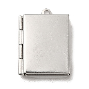 304 Stainless Steel Locket Pendants, Photo Frame Charms for Necklaces, Stainless Steel Color, Rectangle, 26x19x4.5mm, Hole: 1.8mm, Inner Diameter: 15x10mm