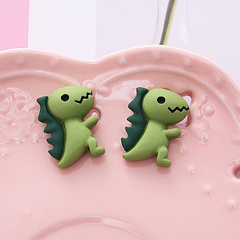 Opaque Resin Cabochons, Dinosaur, Olive Drab, 21x16mm