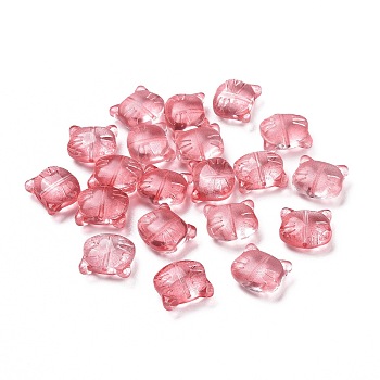 Glass Beads, for Jewelry Making, Cat, Cerise, 12.5x14x6.5mm, Hole: 1mm