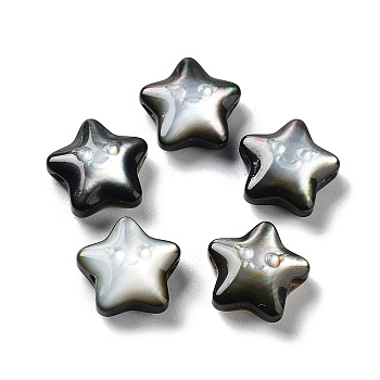 Natural Black Lip Shell Beads, Freshwater Shell, Star, Black, 10x10x4.5mm, Hole: 0.8mm