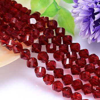 Faceted Polyhedron Imitation Austrian Crystal Bead Strands, Grade AAA, Dark Red, 10mm, Hole: 0.9~1mm, about 40pcs/strand, 15.7 inch