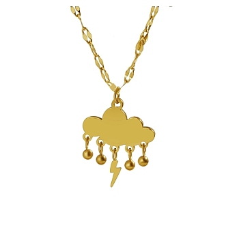 Stainless Steel Pendant Necklaces, Cloud, Real 18K Gold Plated, 16.54 inch(42cm)