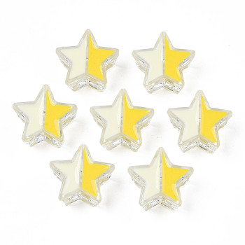 Transparent Acrylic Beads, with Enamel, Star, Gold, 19x20x9mm, Hole: 3mm