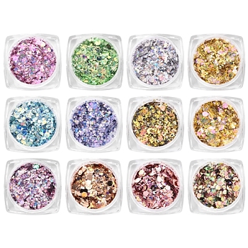 Nail Art Glitter Sequins, Manicure Decorations, DIY Sparkly Paillette Tips Nail, Mixed Color, Size