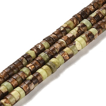 Synthetic Peridot Beads Strands, Dyed, Disc, Heishi Beads, 4x2mm, Hole: 0.9mm, about 180pcs/strand, 15.94 inch(40.5cm)
