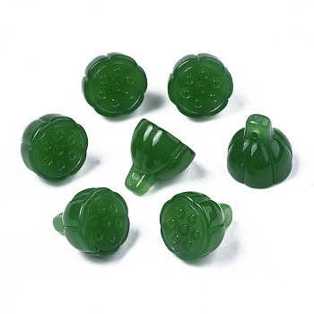 Imitation Jade Glass Charms, Seedpod of the Lotus, Sea Green, 13x13mm, Hole: 1.2mm