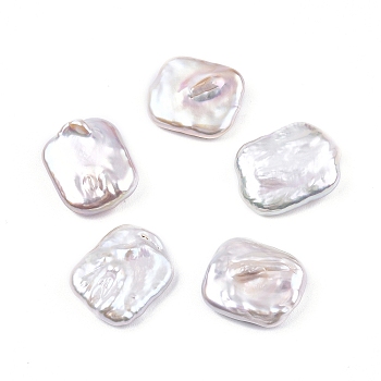 Natural Baroque Keshi Pearl Beads, Freshwater Pearl Beads, No Hole, Rectangle, Seashell Color, 17~18.5x13.5~14x5~6mm