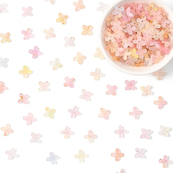 50G Metal Enlaced Acrylic Bead Caps, Flower, Colorful, 11.5x11.5x3mm, Hole: 1.5mm