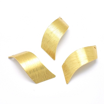 Brass Pendants, Lead Free & Cadmium Free & Nickel Free, Rhombus, Real 18K Gold Plated, 30x12x1mm, Hole: 1mm