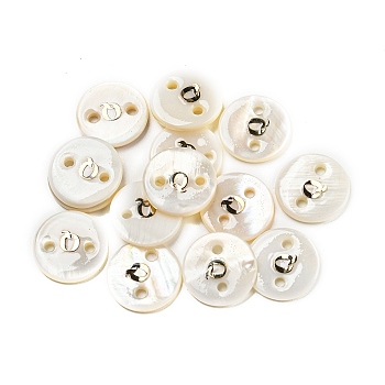 Freshwater Shell Buttons, Flat Round , Letter Q, 12x2mm, Hole: 1.6mm