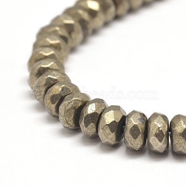 Faceted Rondelle Natural Pyrite Beads Strands(G-I126-11-4x3mm)-3