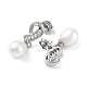 Cubic Zirconia Bowknot with Natural Pearl Dangle Stud Earrings(EJEW-F318-15P)-2