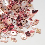 Dyed Natural Freshwater Shell Chips Beads, Pink, 11~16x4~8x2~5mm, Hole: 1mm, about 700pcs/500g(SHEL-A003-A02)