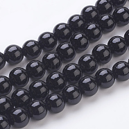 Synthetic Black Stone Beads Strands, Painted, Black, 8mm, Hole: 1mm, about 50pcs/strand, 16 inch(X-G-H1628-8mm-1)
