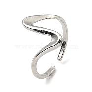 304 Stainless Steel Open Cuff Rings, Twist Wave, Stainless Steel Color, US Size 6 3/4(17.1mm)(RJEW-Z018-24P)