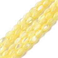 Natural Trochus Shell Beads Strands, Dyed, Rice, Yellow, 5x3~3.5mm, Hole: 0.7mm, about 81~82pcs/strand, 15.39''~15.51''(39.1~39.4cm)(SHEL-K006-19C)
