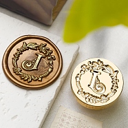 Golden Tone Wax Seal Brass Stamp Head, Flower with Letter Pattern, for Wax Seal Stamp, Letter J, 24x14mm, Inner Diameter: 7mm(DIY-B079-01G-J)