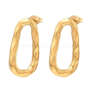 304 Stainless Steel Stud Earrings for Women, Hollow Teardrop, Real 18K Gold Plated, 25.5x13mm(EJEW-E291-14G)